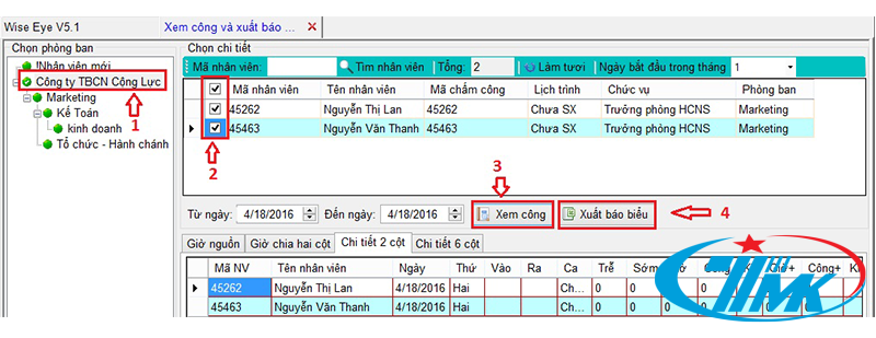 Xuất dữ liệu chấm công